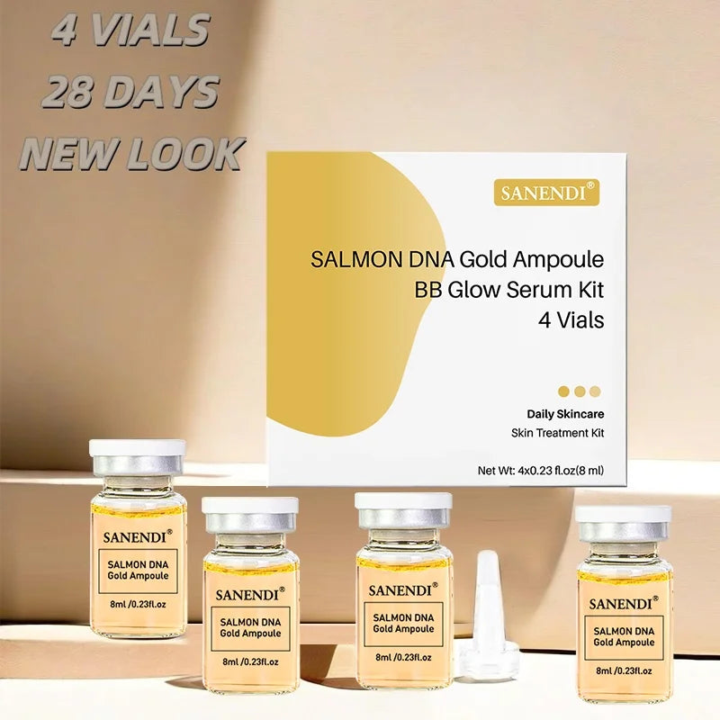4PCS Salmon DNA Gold BB Glow Kit Dr.Pen Gold Stem Cell Ampoule Foundation Starter AQUA Peptide Face Skin Care Essence 8ml