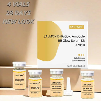 4PCS Salmon DNA Gold BB Glow Kit Dr.Pen Gold Stem Cell Ampoule Foundation Starter AQUA Peptide Face Skin Care Essence 8ml
