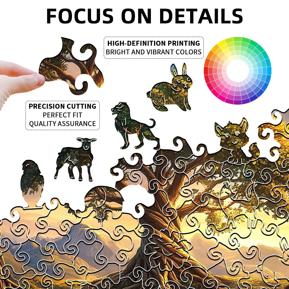 Tree of Life Waterfall River Wooden Puzzle for Adults | Uniquely Shaped Irregular Creative Family Game – Eco-Friendly Wood Craft