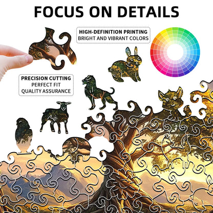 Tree of Life Waterfall River Wooden Puzzle for Adults | Uniquely Shaped Irregular Creative Family Game – Eco-Friendly Wood Craft