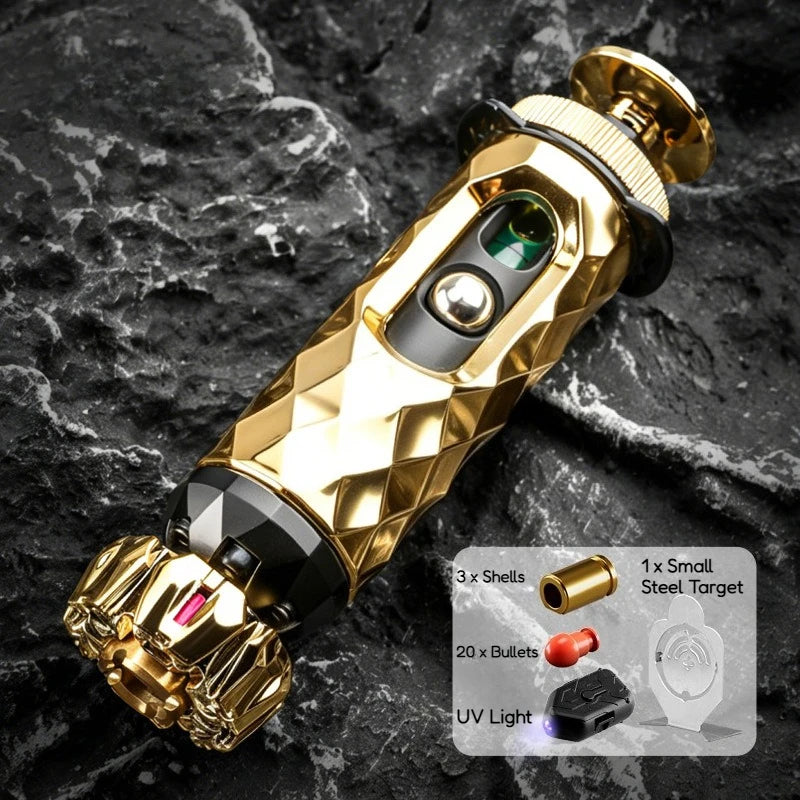 Alloy Launcher Shell-Ejecting Toy Gun Set Portable Stress Relief Sensory Fidget Toy Finger Spinning Top Desk Gadget Boys Gift