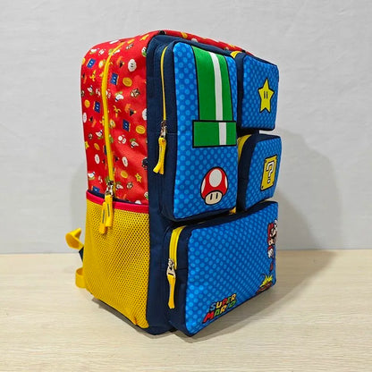 Cartoon Mario Backpack Cute Kids Large-Capacity Schoolbag Travel Multi Pocket Storage Student Birthday Gifts
