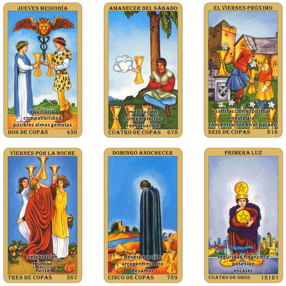Spanish Tarot Deck, Classic Tarot Cards, 78 Cards with Keywords, The Time Revelation Deck, 12x7cm Cards, Fortune Telling Toys