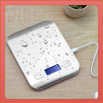 5/10KG LCD Display Digital Kitchen Electronic Scale Stainless Steel Panel USB Charg Precise Small Platform Scale Portable