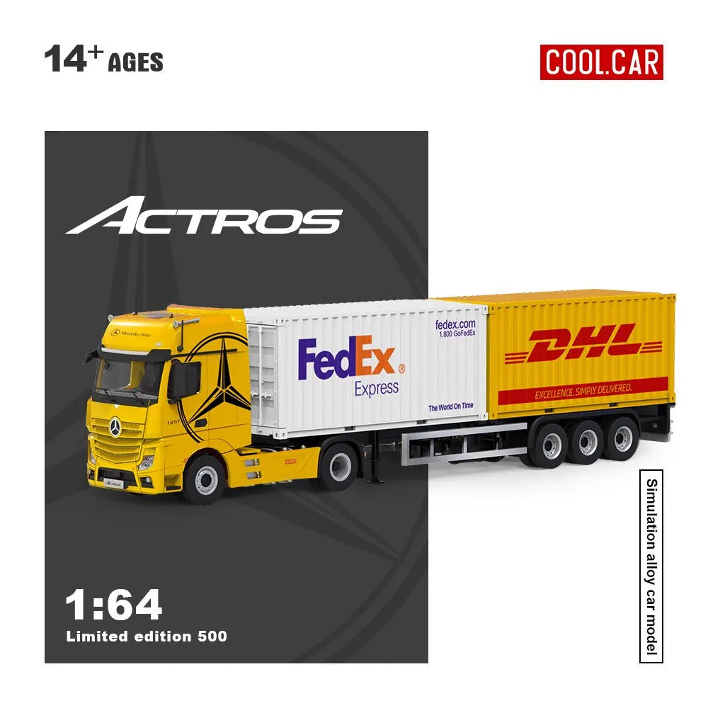 New Cool Car CC 1:64 Scania BONE DRAGON Skeleton Dinosaur Pink Panther Close Van Transport Trailer Alloy Car Model Diecast Toys