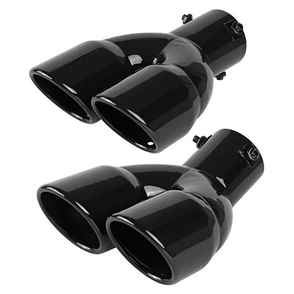 63mm Thicken Exhaust Tip Double Outlet Muffler Tip Tail Pipe Universal Exhaust System High Quality Stainless Steel Car Exhaust