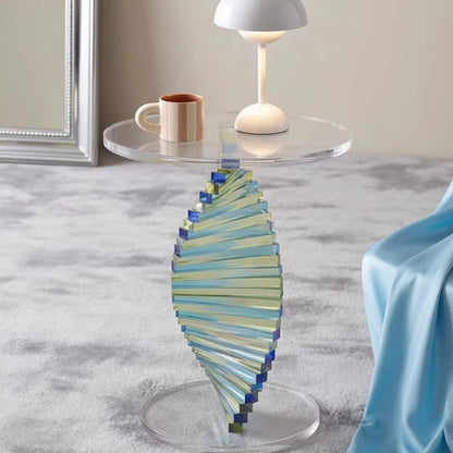 Nordic Style Sofa Side Table, Minimalist Modern Bedside Small Round Table, High-end Transparent Corner Table