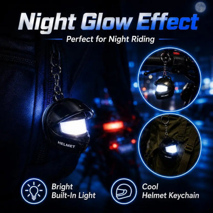 Cool Motorcycle Helmet Keychain with Light Creative Mini Helmet Key Chain for Bags and Keys, Night Warning Light