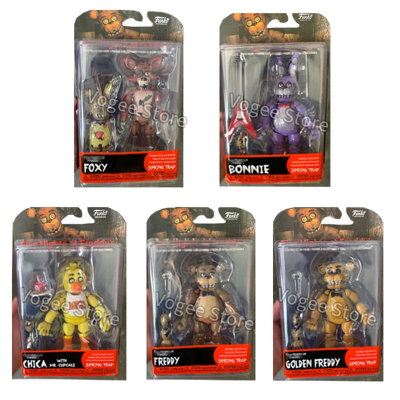 FNAF Figures Freddy Bonnie Foxy Chica Fazbear Bear Action Figure PVC Collection Sundrop Moondrop Figurine Model Doll Toys Gifts