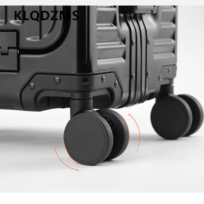 KLQDZMS Suitcase Front Opening Boarding Box Full Aluminum Magnesium Alloy Trolley Case 20 "24 Inches Multi-function Luggage