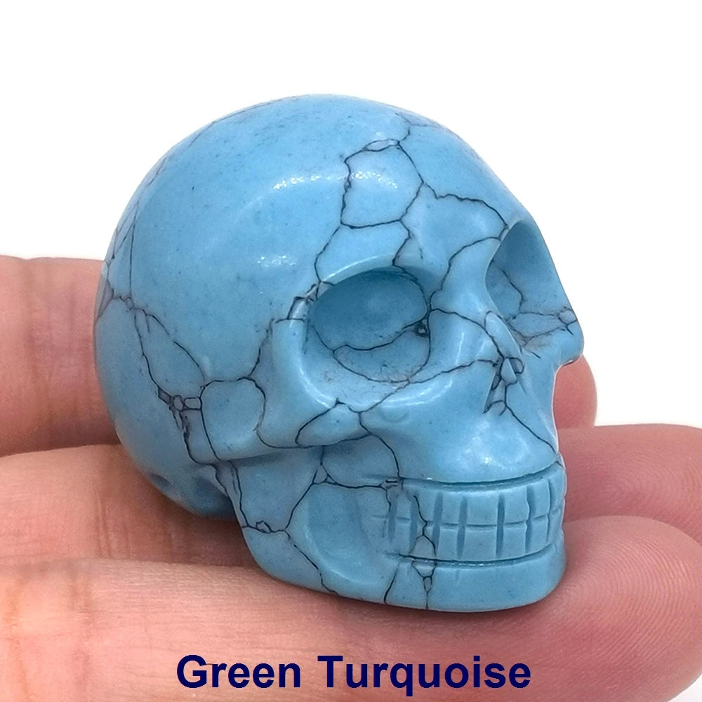 Wholesale 1.5" Natural Stones Crystal Skull Statue Amethyst Quartz Tiger Eye Carved Ore Mineral Crystals Figurine Home Decor