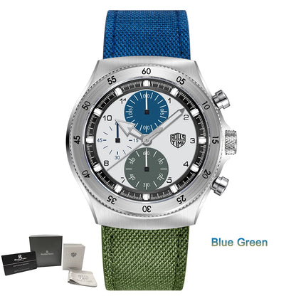 2026 RollsTimi New Men's Watches Two-color Nylon Quartz Watch Men Sport Chronograph Japan Movt AR Sapphire Glass Wristwatch Men