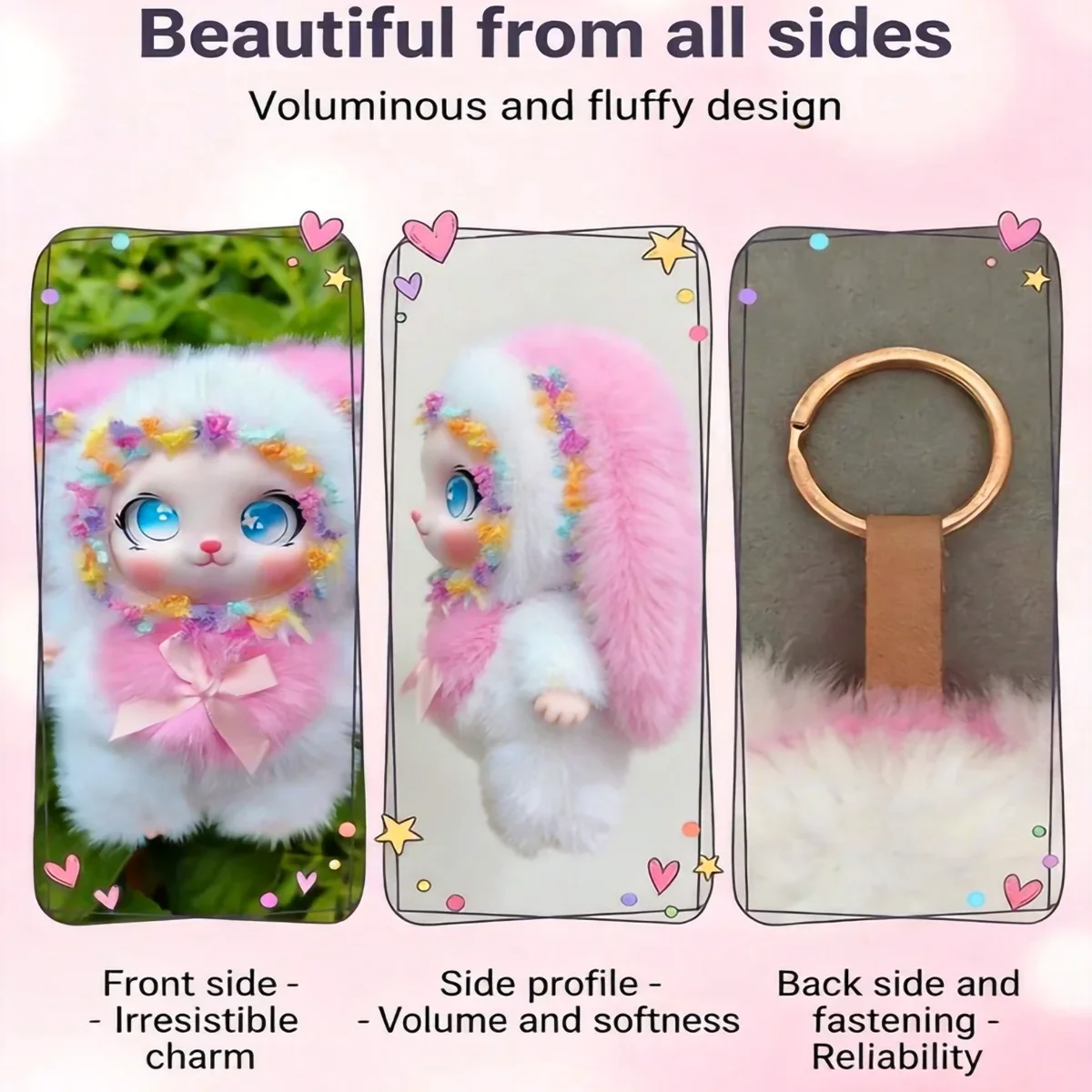 Cute and colorful Plush Rabbit doll; Children's Plush Animal Rabbit doll; Long-Eared Cute Rabbit Lace-Trimmed Plush doll Pendant