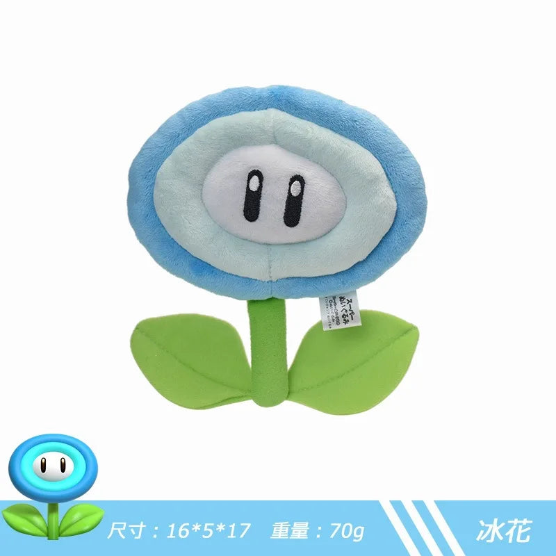 Super Mario Sunflower, Yellow Star, Orange Flame Flower, Blue Ice Flower, Five-pointed Star Simulation Plush Soft Stuffed Gifts
