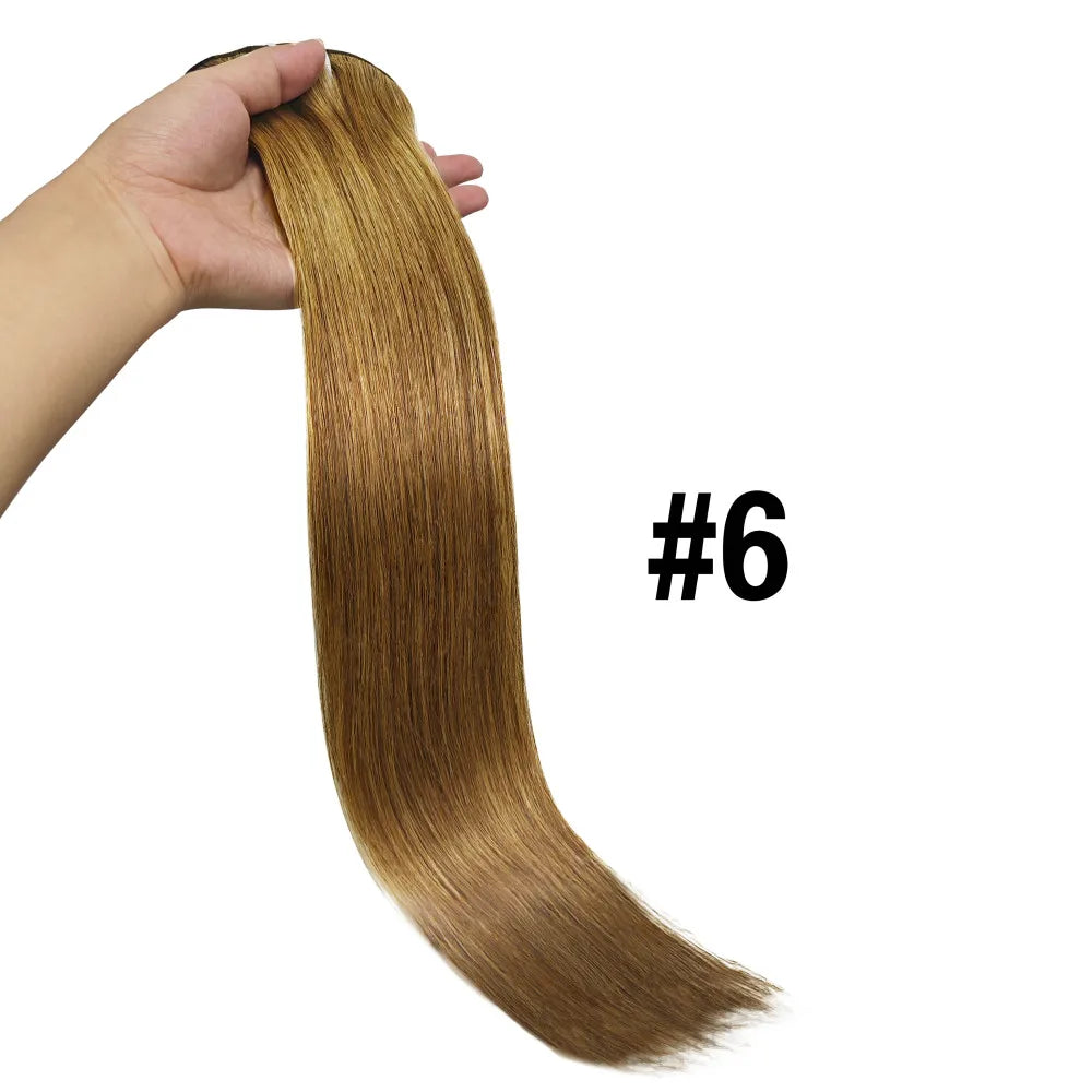 Clip In Hair Extensions #6 Chestnut Brown Double Weft Thick 120G 8Pcs Silky Straight Brazilian Clip In Human Hair Extensions