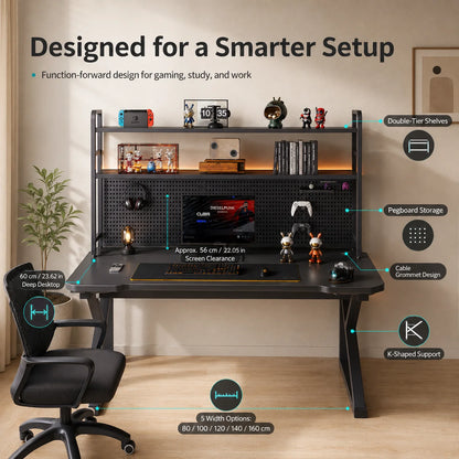 AOLIVIYA 80/100cm E-sports Table Home Desk Bookshelf Student Learning Office Desktop Computer Desk