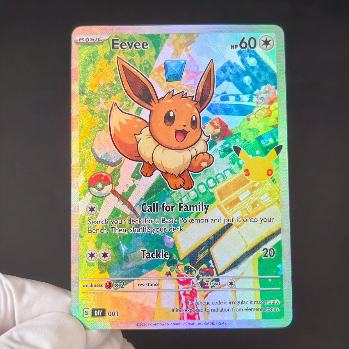 PKM 30th Anniversary Cards Eevee Series Sylveon Glaceon Umbreon Espeon Flareon Colorful Holo Foil Card DIY TCG Advanced Card