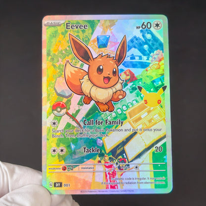 PKM 30th Anniversary Cards Eevee Series Sylveon Glaceon Umbreon Espeon Flareon Colorful Holo Foil Card DIY TCG Advanced Card