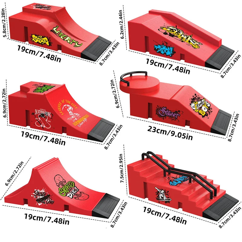 Finger Skateboard Children Toys Finger Sports Field Training Props Park Ramp Railings Slope Model Finger Skateboard Games