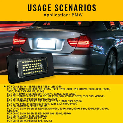 2X White LED Car License Plate Light Bulbs Auto Accessories For BMW E46 X5 E70 X6 E71 E72 E90 E92 E93 E91 M3 E39 M5 E60 E61 E82