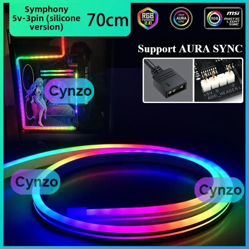 ARGB 5V 3pin MOBO Flexible Light Strip Synchronous for ASUS Chassis Motherboard Decorative LED Lighting Bar AURA SYNC