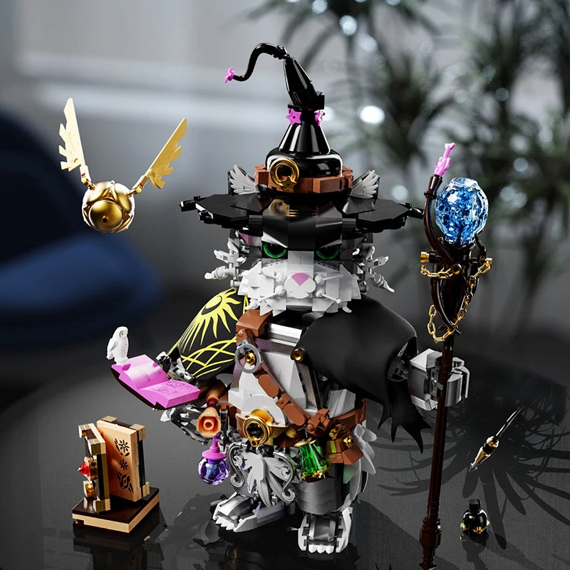 New 1400+pcs Wizard Cat Magic Animal Building Blocks Set Educational DIY Toys for Kids Adult Gifts MOC Creative Bricks Toy Model
