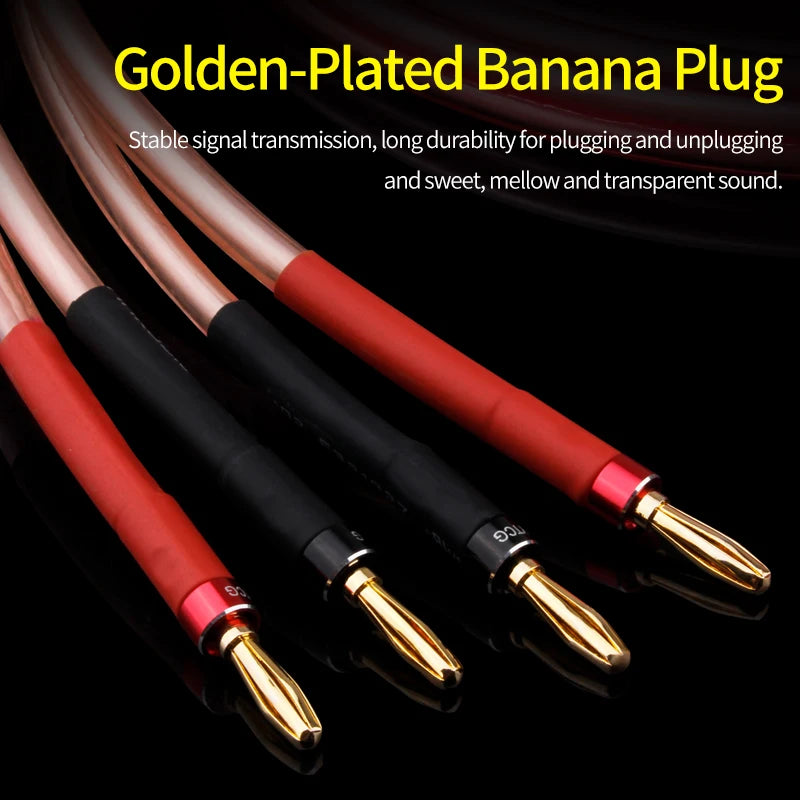 One Pair oxygen-free Copper OFC Audio HiFi Speaker Cable Banana Plug to Banana Plug Speaker Cable Center Audio Speaker Cable