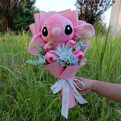 Cartoon Winnie the Pooh Pig Plush Bouquet Handmade Flower Bouquet Plush Doll Wedding Graduation Valentine Christmas Birthday Gif