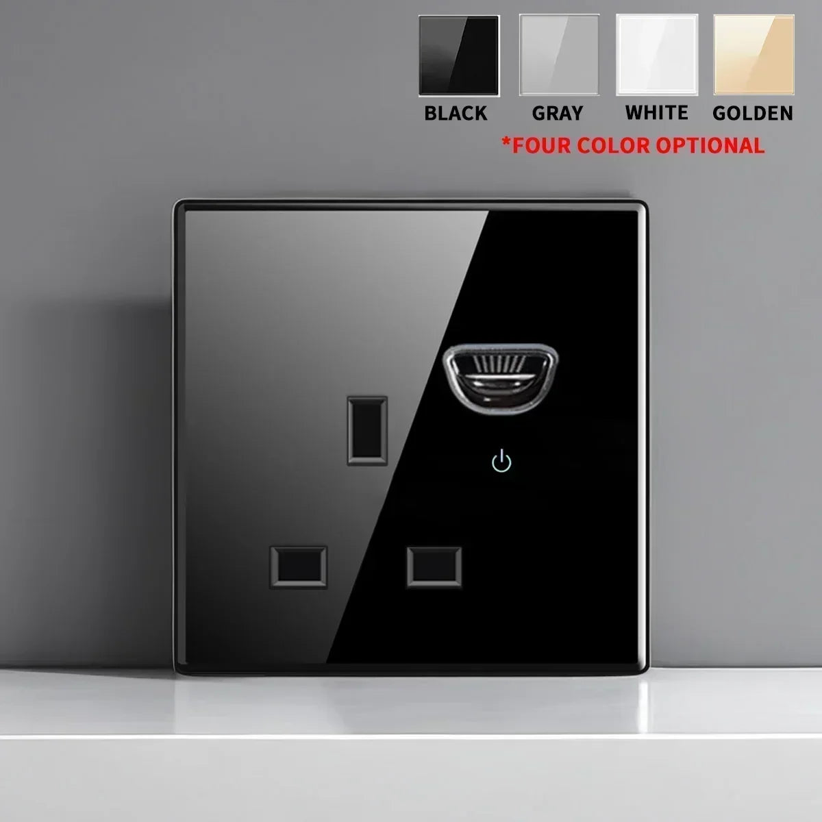 British French Standard Tempered Glass Switch Socket with Indicator Light Self-Reset 1 2 3 4 Gang Wall Panel Outlets 2usb Socket