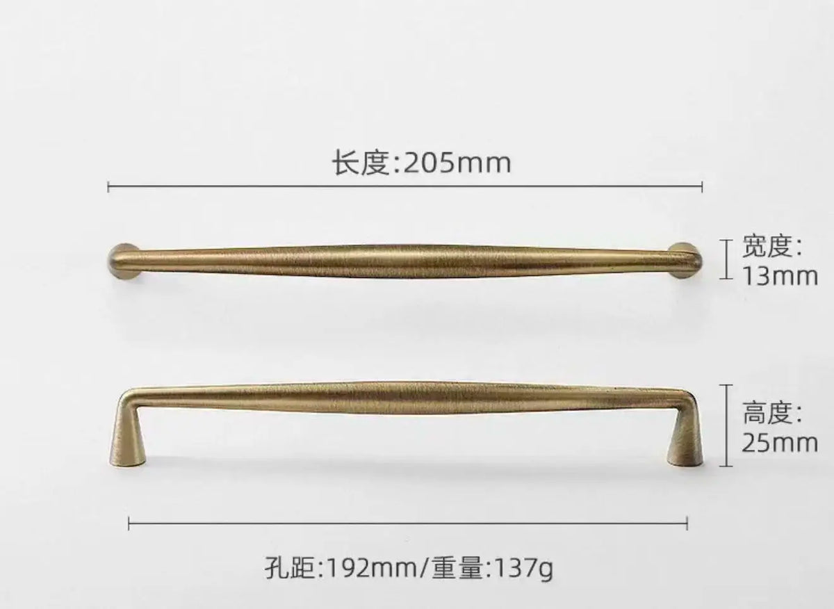 Light Luxury Brass Furniture Handles Retro Long Strip Cabinet Handles Round Door Drawer Knobs Kitchen Wardrobe Cupboard Pulls