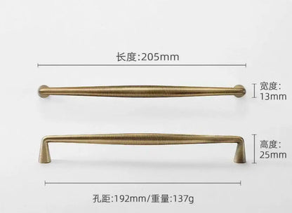 Light Luxury Brass Furniture Handles Retro Long Strip Cabinet Handles Round Door Drawer Knobs Kitchen Wardrobe Cupboard Pulls