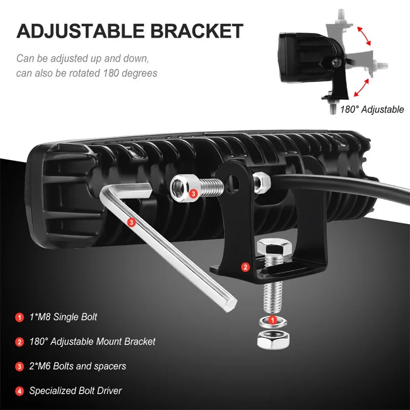 6D LED Light Bar 6 Inch 30W LED Work Light Yellow White Fog Light For Car Motorcycle Offroad 4X4 ATV Truck Tractor 12V 24V