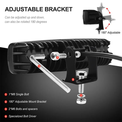 6D LED Light Bar 6 Inch 30W LED Work Light Yellow White Fog Light For Car Motorcycle Offroad 4X4 ATV Truck Tractor 12V 24V