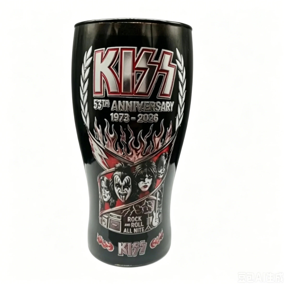 KISS Band 53th Anniversary Beer Glass 1973-2026 Rock Roll All Nite Printed Pint Cup Rock Fan Bar Drinking Gift