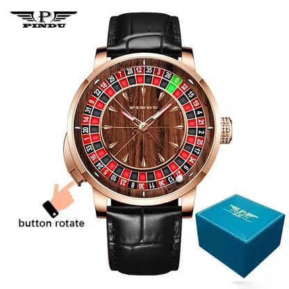 PINDU Design New NH35A Mechanical Watches Men Push Button Turn Russian Roulette Game Sapphire Mirror Diamond Dial Men's Watch