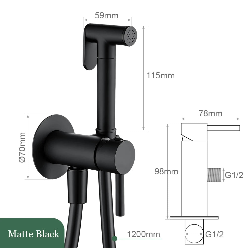 Brushed Rose Gold Bidet Sprayer Faucet Bathroom Mixer Wall Mounted Hot Cold Water With Hose Smesiteli