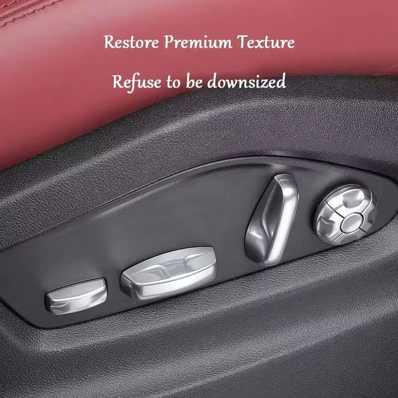 For Porsche Panamera 971 Cayenne 911 992 92A Taycan Y1A 2022-2025 Car 14 18 Way Seat Adjustment Button Cover Sequin Trim Sticker
