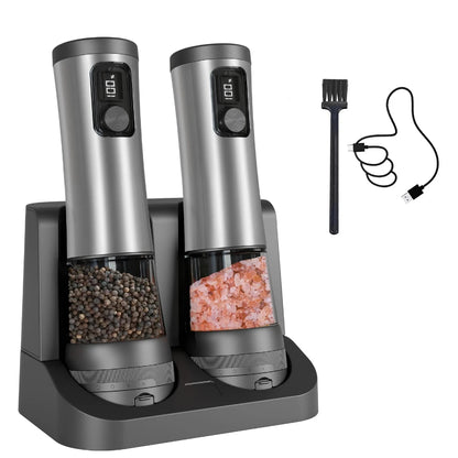 2026 New Electric Salt and Pepper Grinder Set with 5 Adjustable Coarseness Levels, LED Display, Designed for One-Handed Cooking