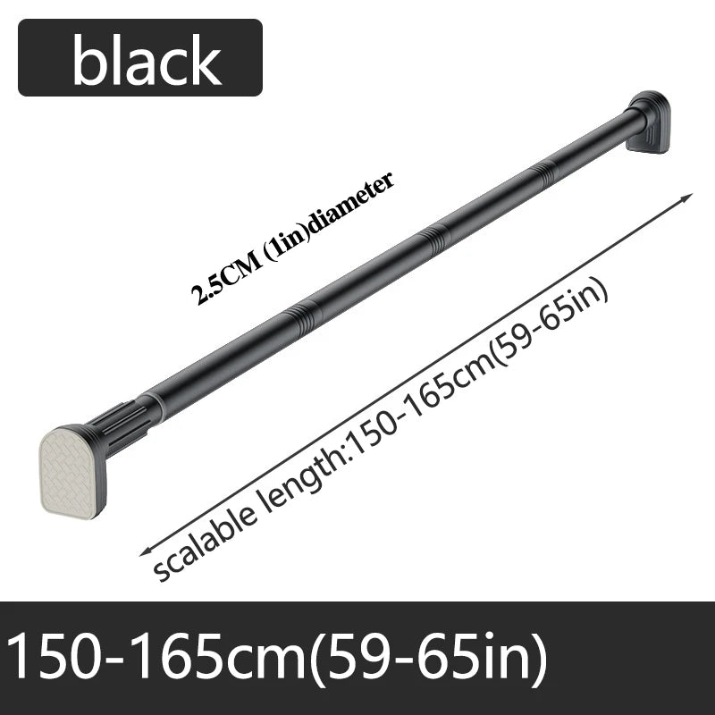Adjustable Stainless Steel Shower Curtain Rod Clothes Drying Rack No-Drill Telescopic Pole for Laundry Room Bathroom