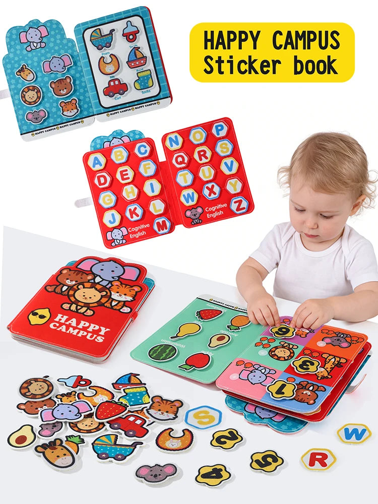 Baby Campus Quiet Book Montessori Sticker Cloth Book Early Educational Toy for Toddlers Gift Ramadan Eid Easter