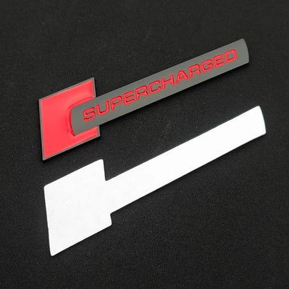 3D Metal Supercharged Logo Car Stickers Rear Trunk Fender Emblem Badge Decal For Audi A3 A4 A5 A6 A7 A8 Q3 Q5 Q7 Q8 Accessories