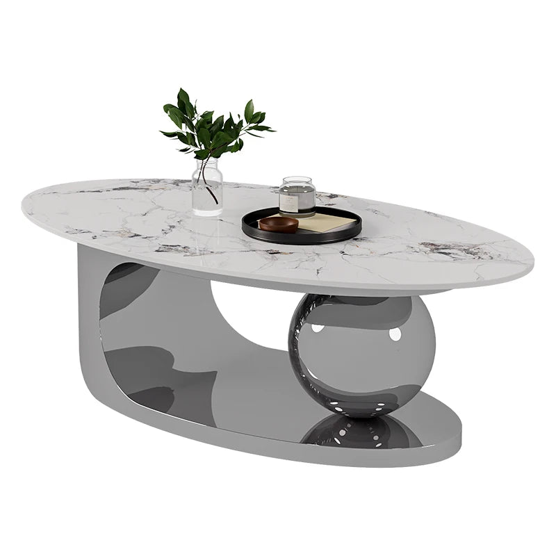 European Luxury Coffee Table Oval Modern Glam Premium Coffee Table Living Room Aesthetic Table Basse Design Home Furniture