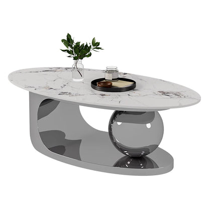 European Luxury Coffee Table Oval Modern Glam Premium Coffee Table Living Room Aesthetic Table Basse Design Home Furniture