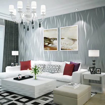 1Roll New Minimalist 3D Curved Strip Wallpaper Non Woven Fabric Living Room Bedroom Restaurants Water Wave Pattern Wallpapers