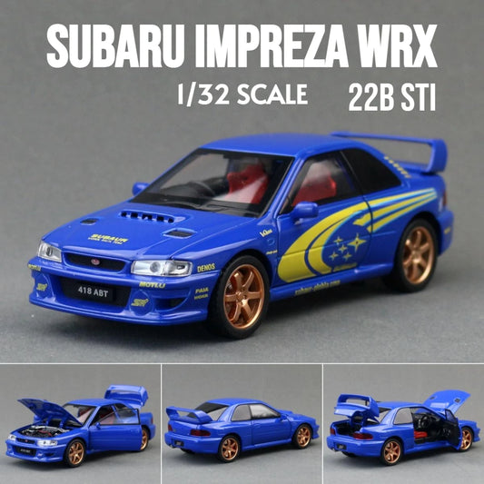 JDM 1/32 Subaru Impreza WRX STI Toy Car Model Diecast Alloy Metal Miniature Sound & Light Collection Gift For Children Boys Kid