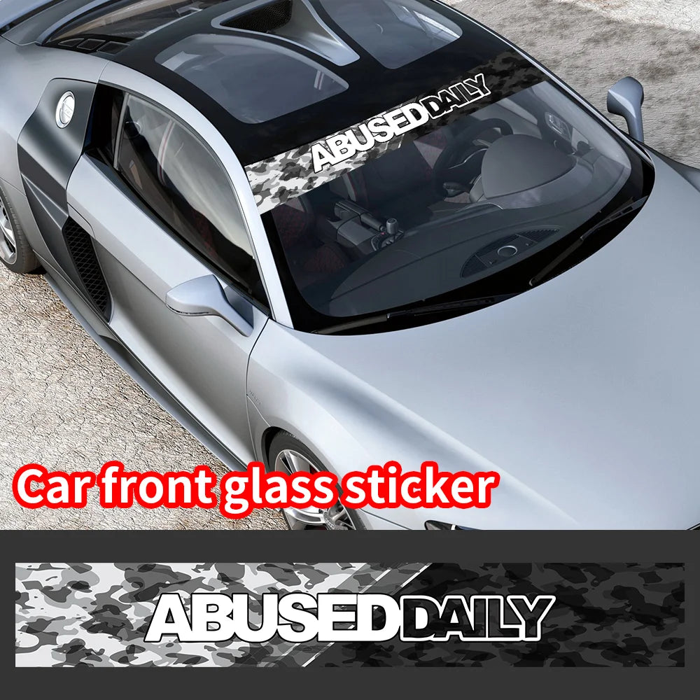Abuse Daily Car Front and Rear Windshield Stickers Waterproof Sunscreen Windscreen Banner Decal Window Sticker Accessories