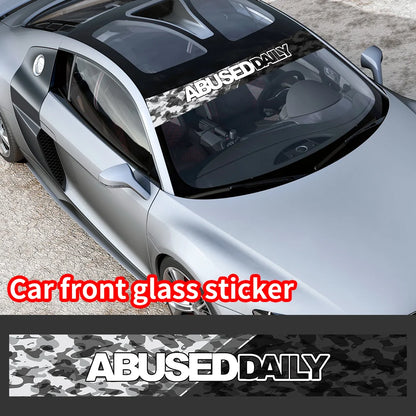 Abuse Daily Car Front and Rear Windshield Stickers Waterproof Sunscreen Windscreen Banner Decal Window Sticker Accessories