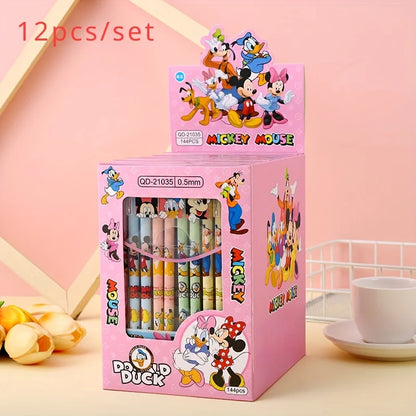 12 Pieces/Set Disney Mickey Mouse Gel Pen Cartoon Style Straight Erasable Pen Mickey Mouse House Cute Tall Erasable Pen