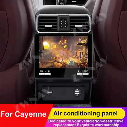 9.5inch Screen Car Rear Seat Screen Air Conditioner Control Panel For Porsche Cayenne 2018 2019 2020 2021-2024 Multimedia Player