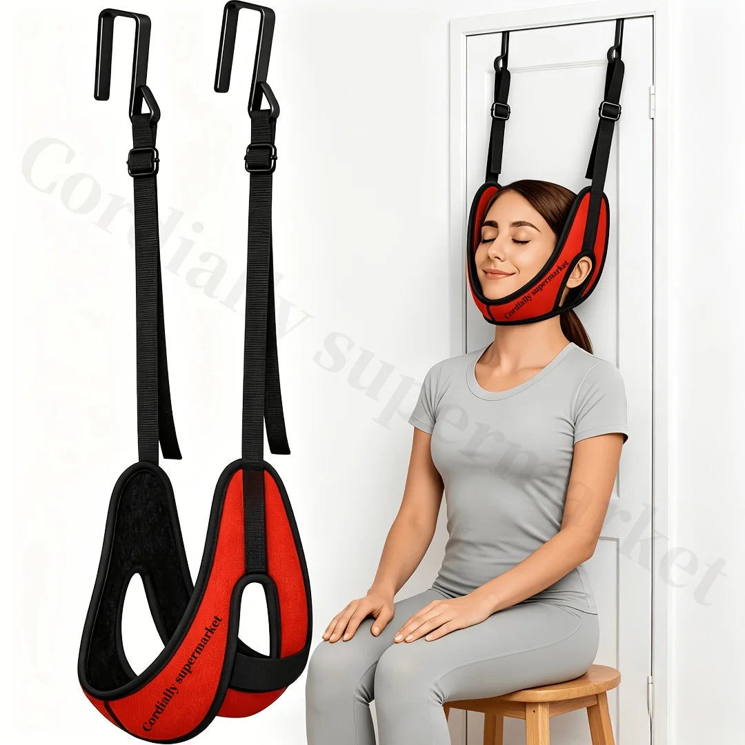 Upgraded version of door hanging cervical brace, with thickened neck support and cervical fixation strap to relieve breathabilit